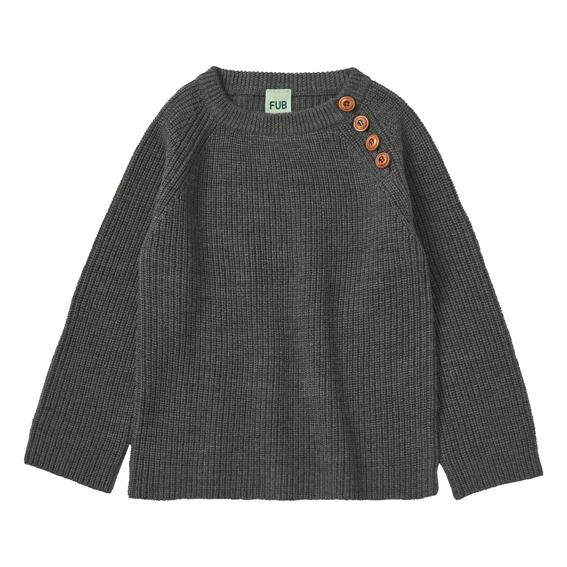 Fub Grey Merino Wool Ribbed Sweater