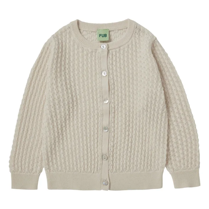 Cardigan Pointelle Maille Fine Laine Mérinos | Ecru- Image produit n°0