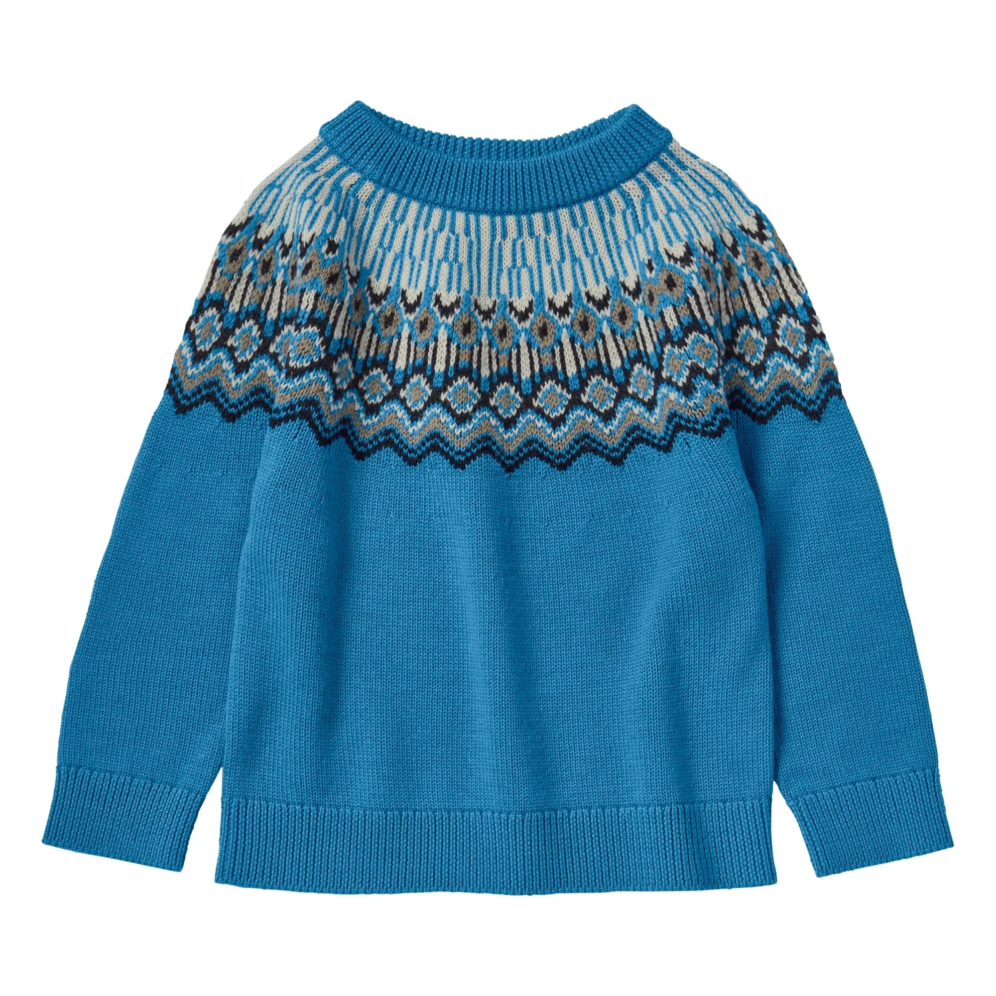 Fub Light Blue Fair Isle Merino Wool Sweater