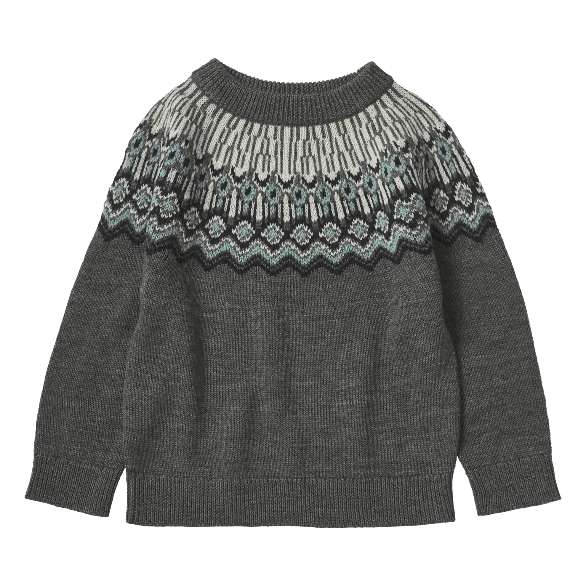 Fub Grey Fair Isle Merino Wool Sweater