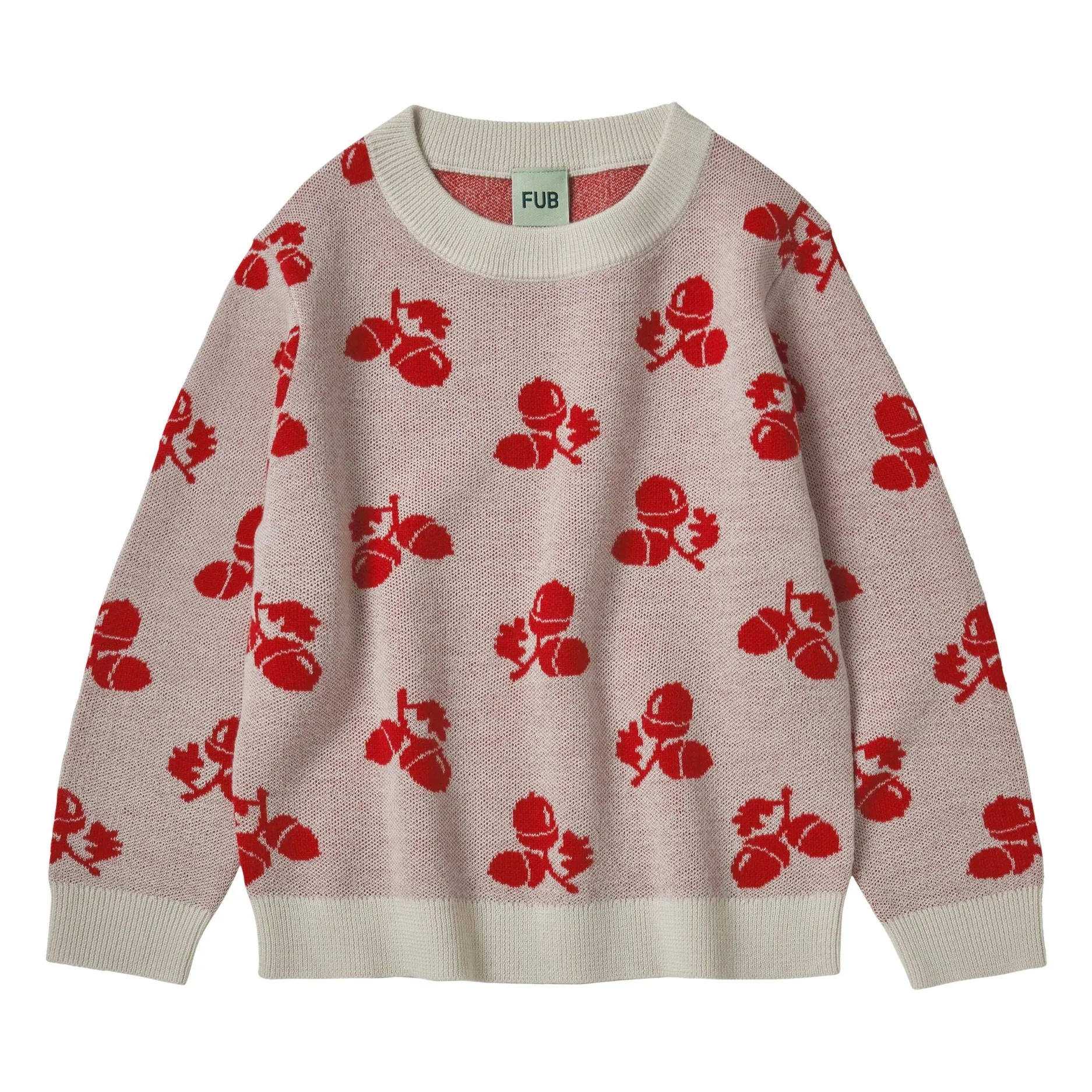 Fub Ecru Acorn Fine Knit Merino Wool Sweater