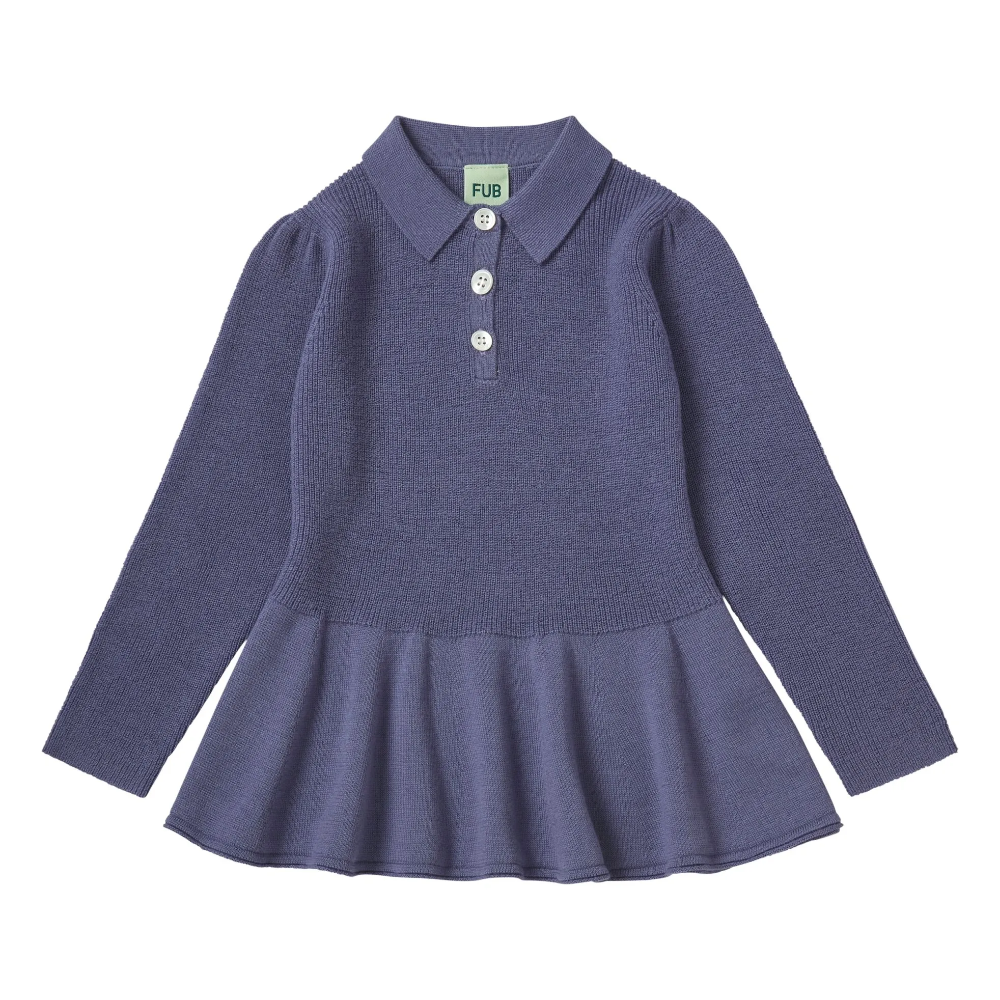 Fub Purple Peblum Polo Shirt Fine Knit Merino Wool