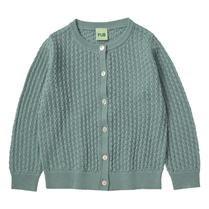 Cardigan Pointelle Maille Fine Laine Mérinos | Vert amande- Image produit n°0