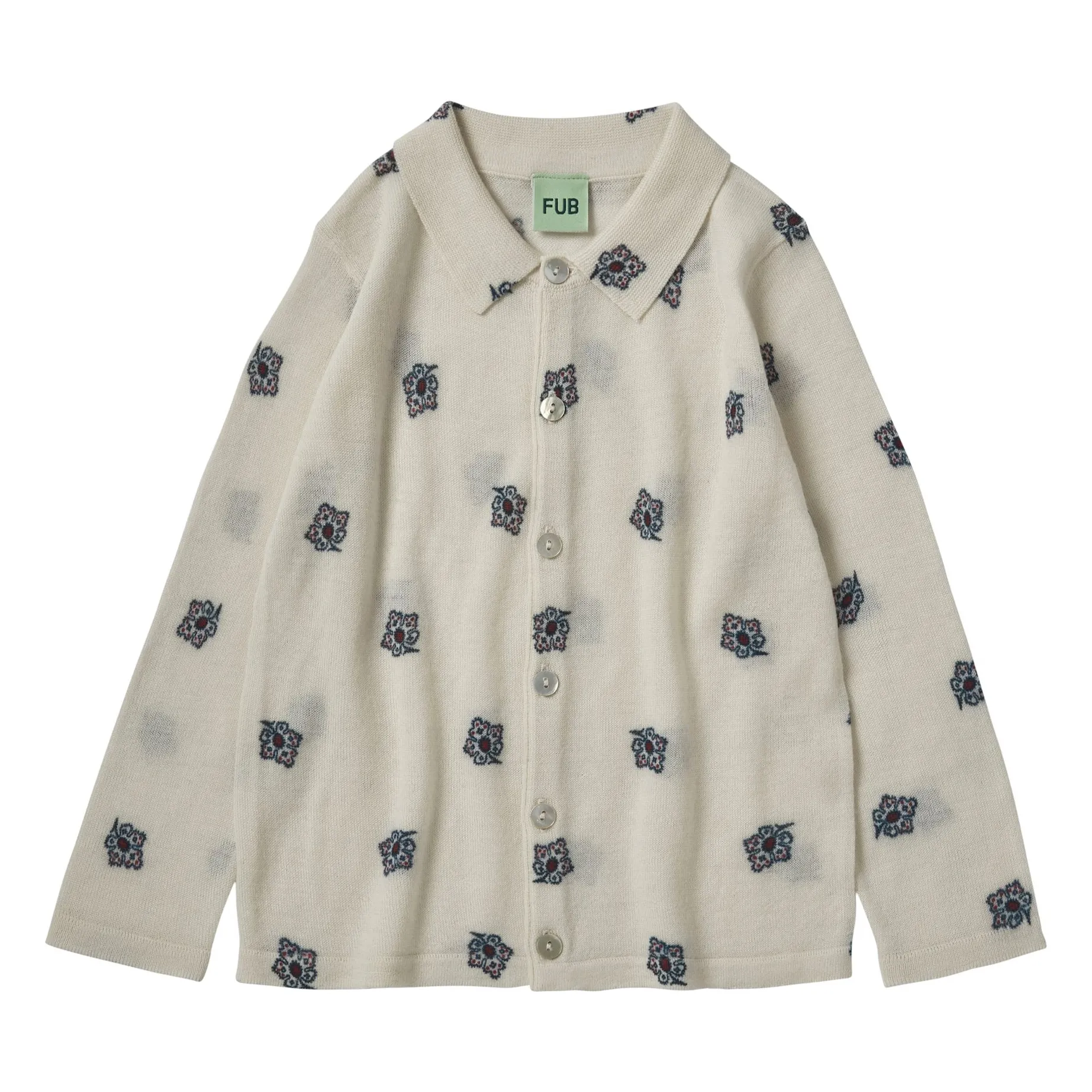 Fub Ecru Paisley Shirt Extra Fine Knit Merino Wool