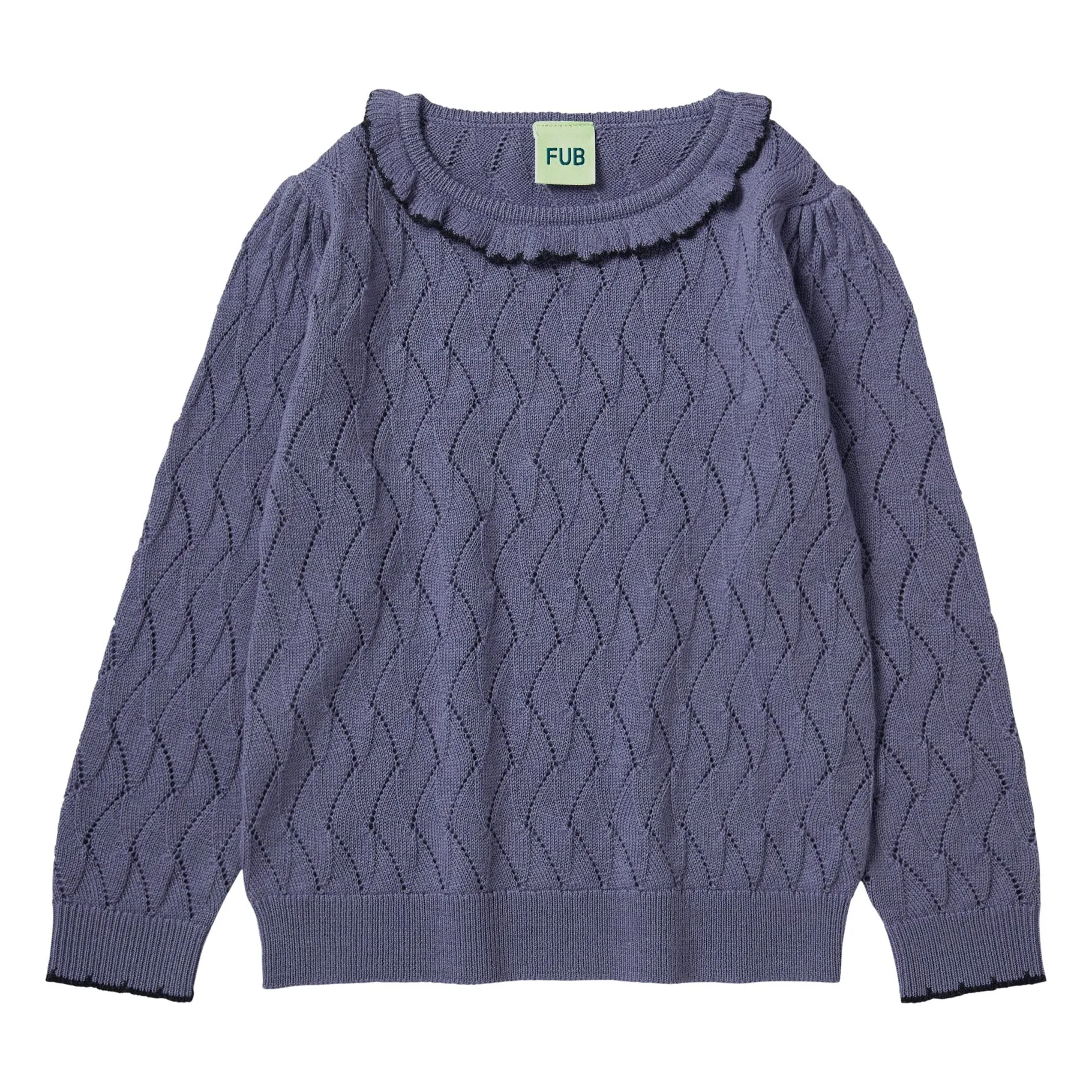 Fub Purple Pointelle Fine Knit Merino Wool Sweater