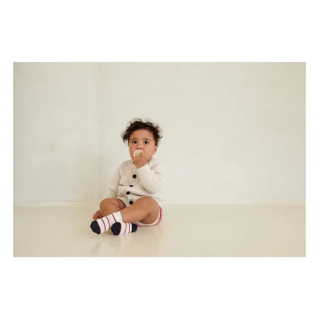 Baby Merino Wool Structure Cardigan | Ecru