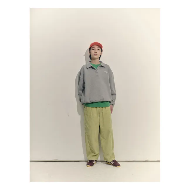 Sweat Col Polo Coton Bio | Gris