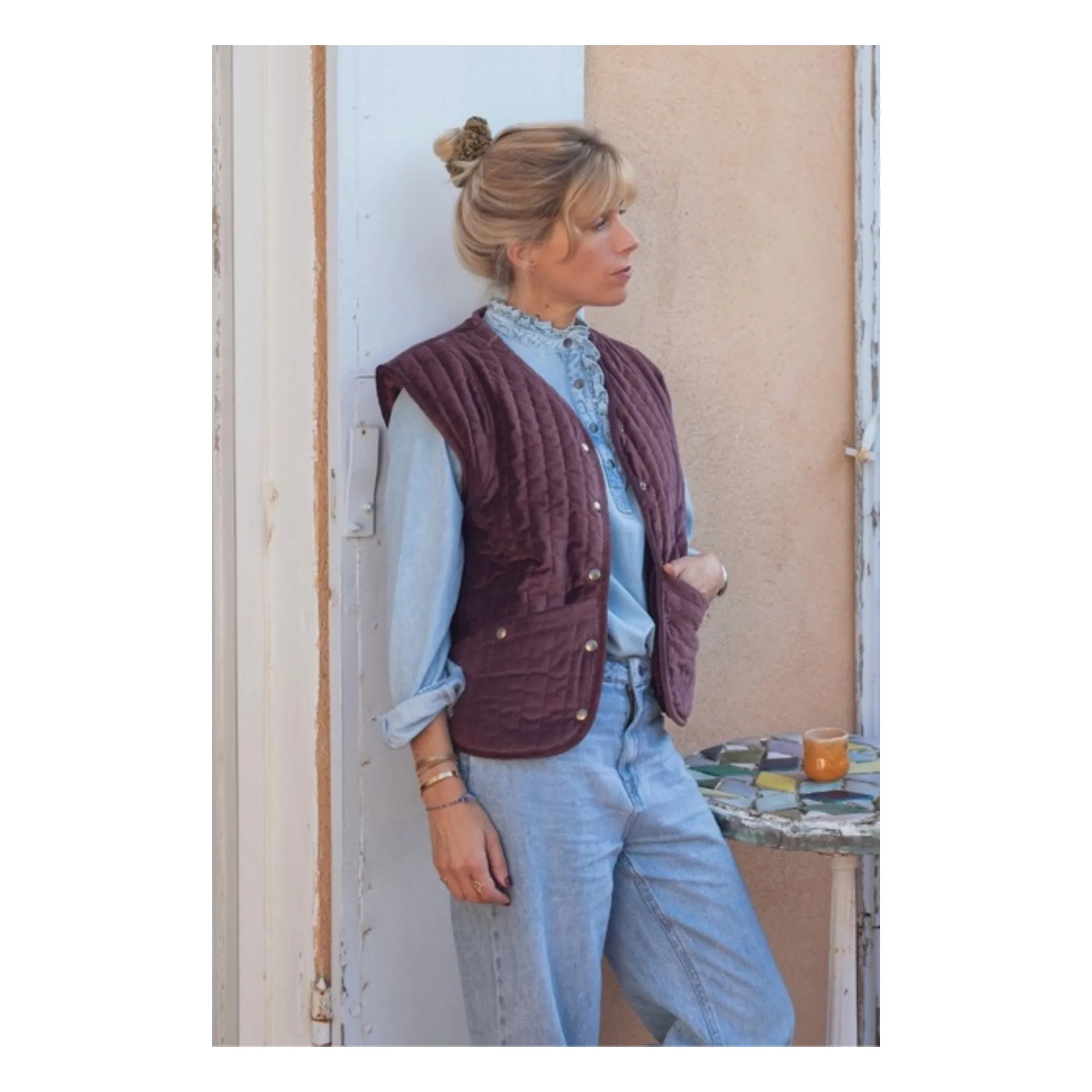 Marlot Paris Women's Plum Simona Sleeveless Jacket - Collection