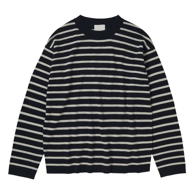Maglione a righe in lana merino - Collezione Donna | Blu marino