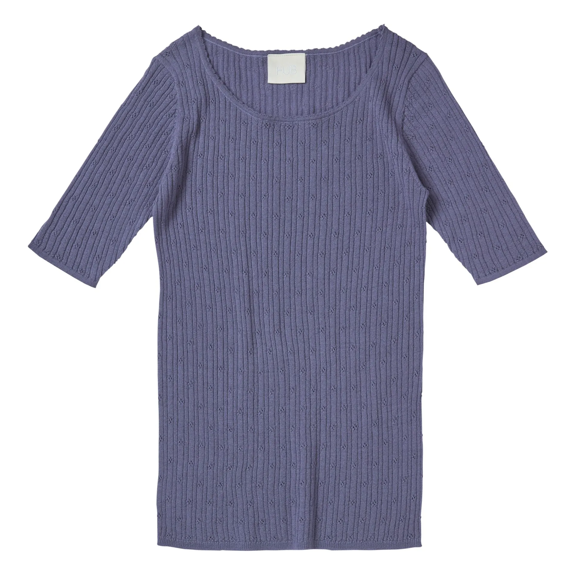 Fub Women's Purple Pointelle Fine Knit Merino Wool Sweater - Collection