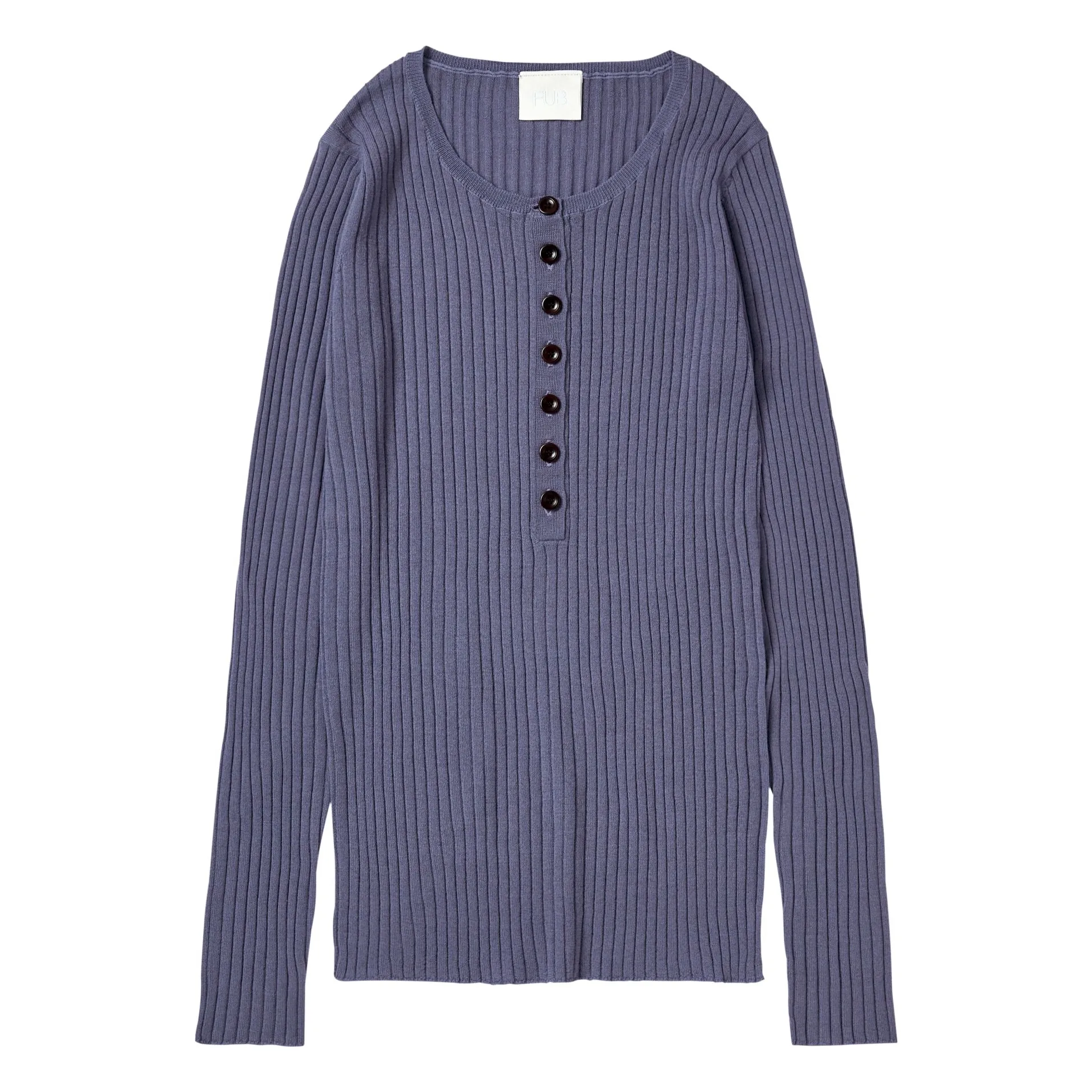 Fub Women's Purple Buttoned Merino Wool Sweater - Collection