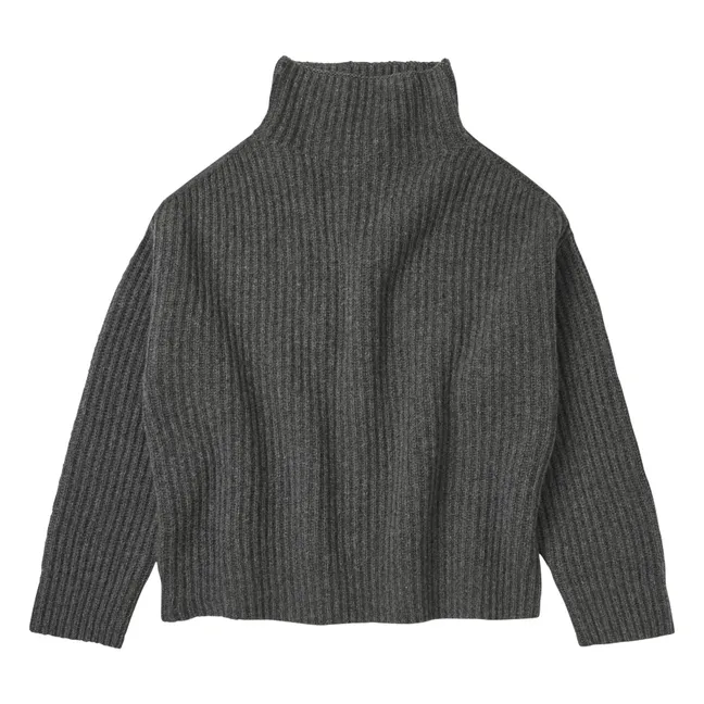 Jersey de lana de cordero Rib - Colección Mujer | Gris