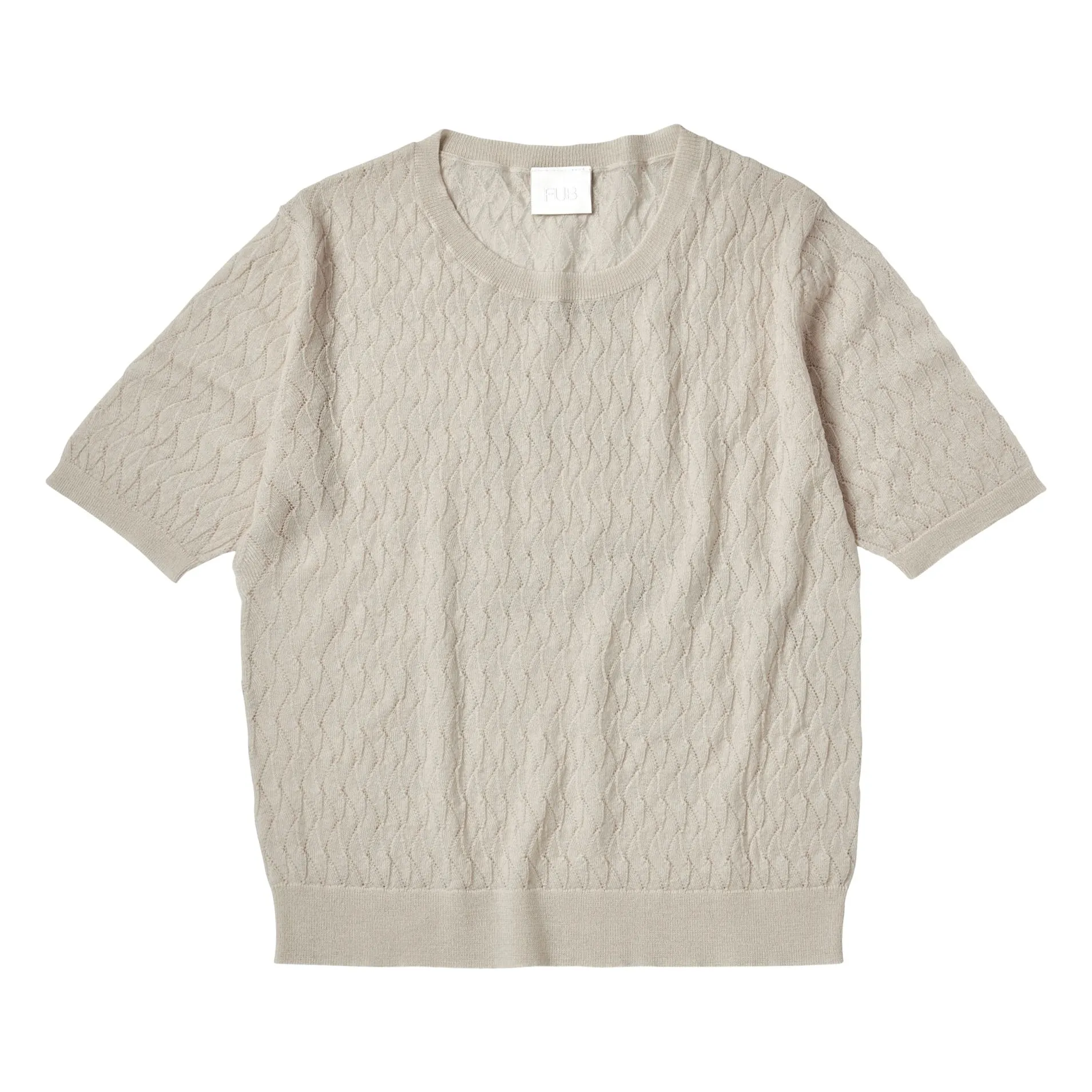 Fub Women's Ecru Pointelle Fine Knit Merino Wool Sweater - Collection