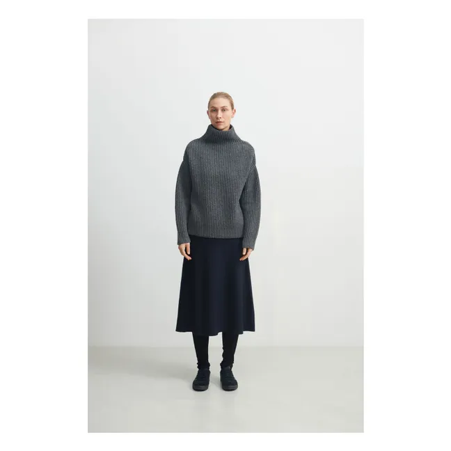 Jersey de lana de cordero Rib - Colección Mujer | Gris