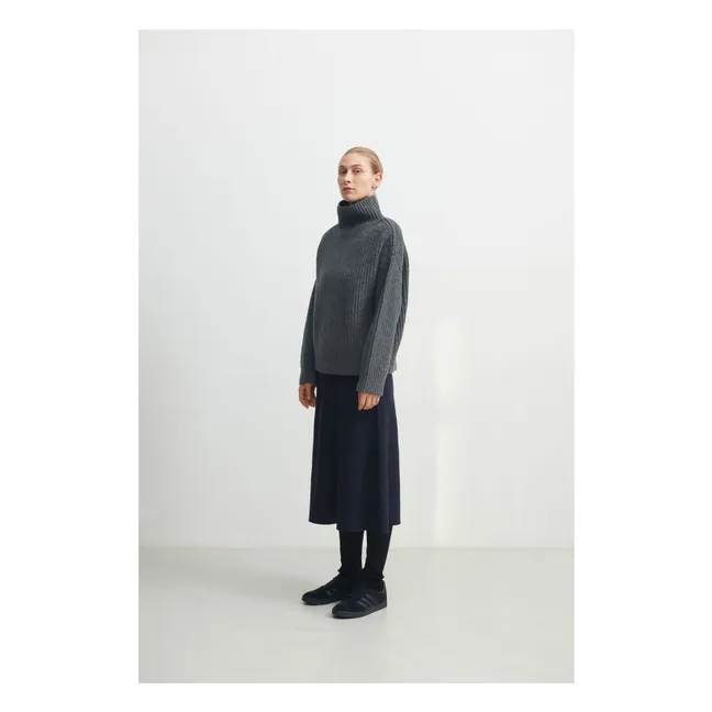Jersey de lana de cordero Rib - Colección Mujer | Gris