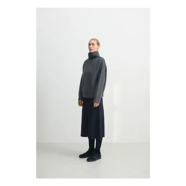 Pull Rib Laine d'Agneau - Collection Femme | Gris- Image produit n°2