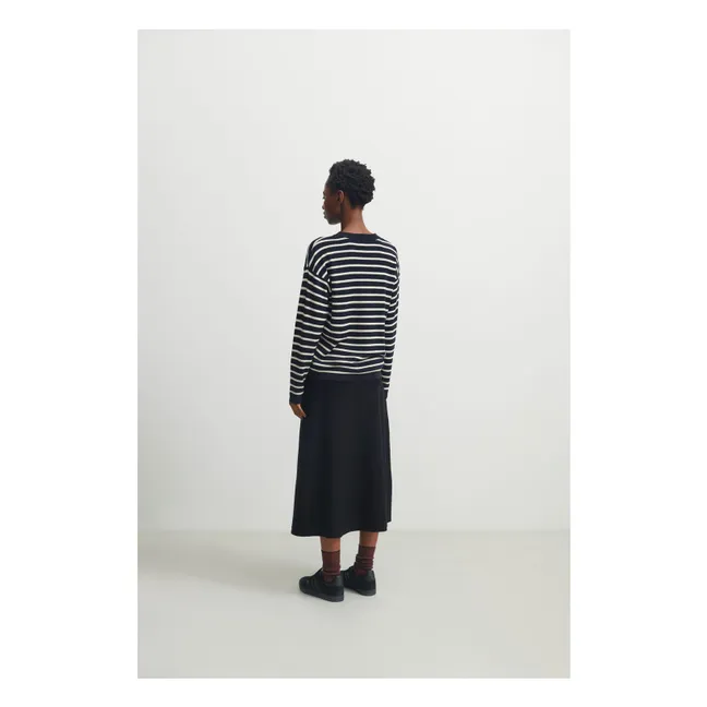 Maglione a righe in lana merino - Collezione Donna | Blu marino
