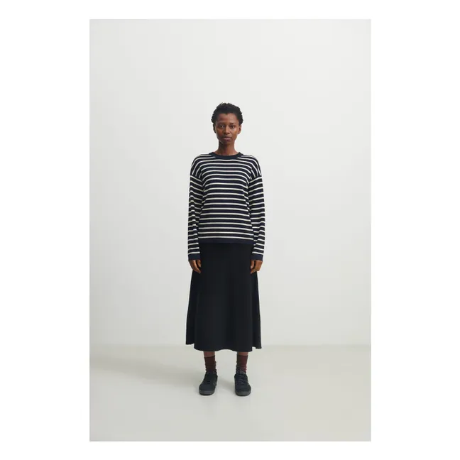 Maglione a righe in lana merino - Collezione Donna | Blu marino