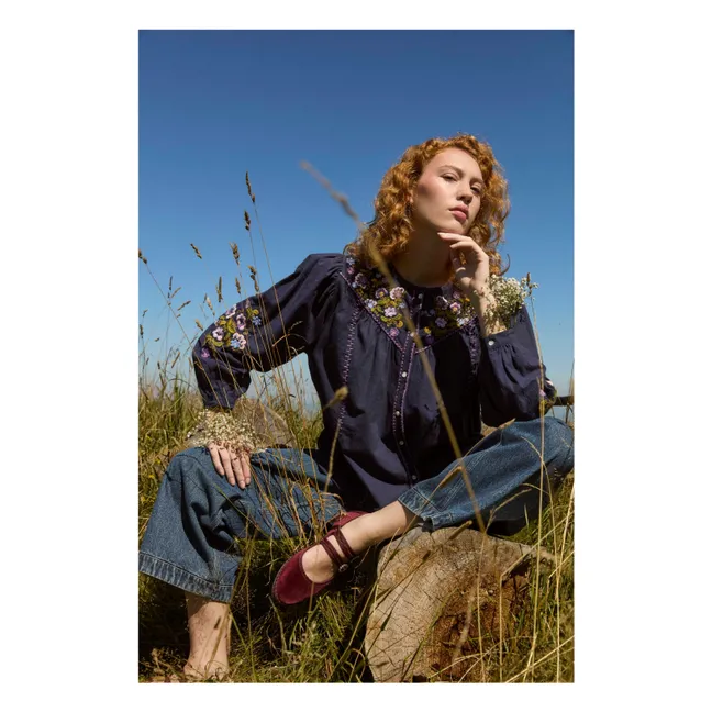 Blusa de algodón orgánico Izzana - Colección Mujer | Azul Noche