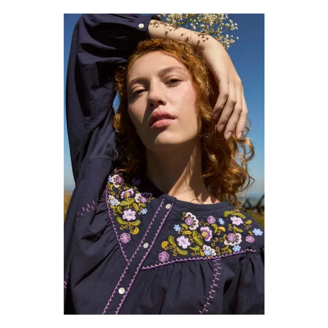 Blusa de algodón orgánico Izzana - Colección Mujer | Azul Noche