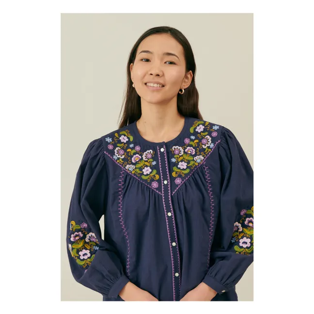 Blusa de algodón orgánico Izzana - Colección Mujer | Azul Noche