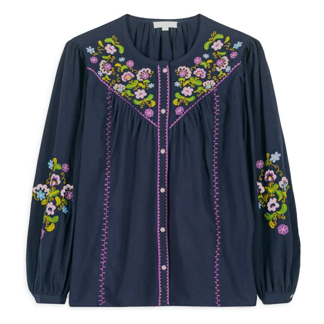 Blusa de algodón orgánico Izzana - Colección Mujer | Azul Noche
