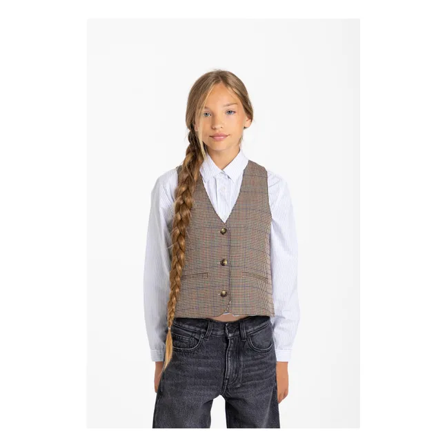 Marta Houndstooth Cardigan | Beige
