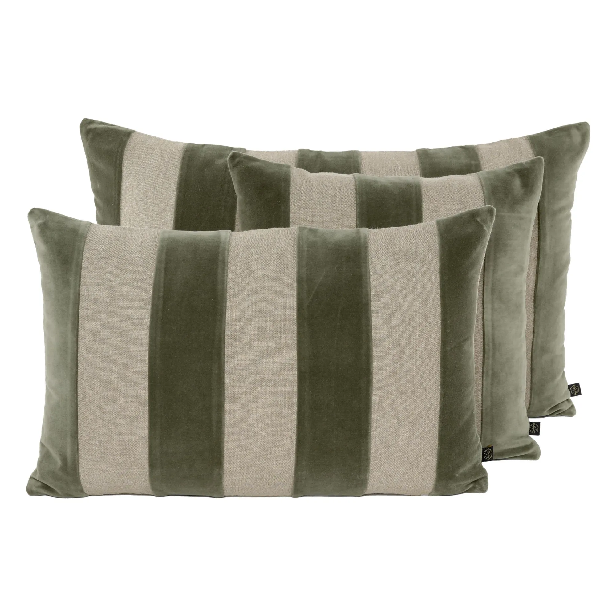 Housse de coussin en lin et velours Brisbane | Vert kaki- Image produit n°0