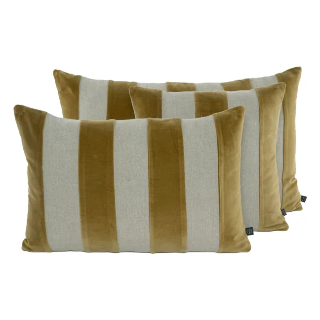 Housse de coussin en lin et velours Brisbane | Gold