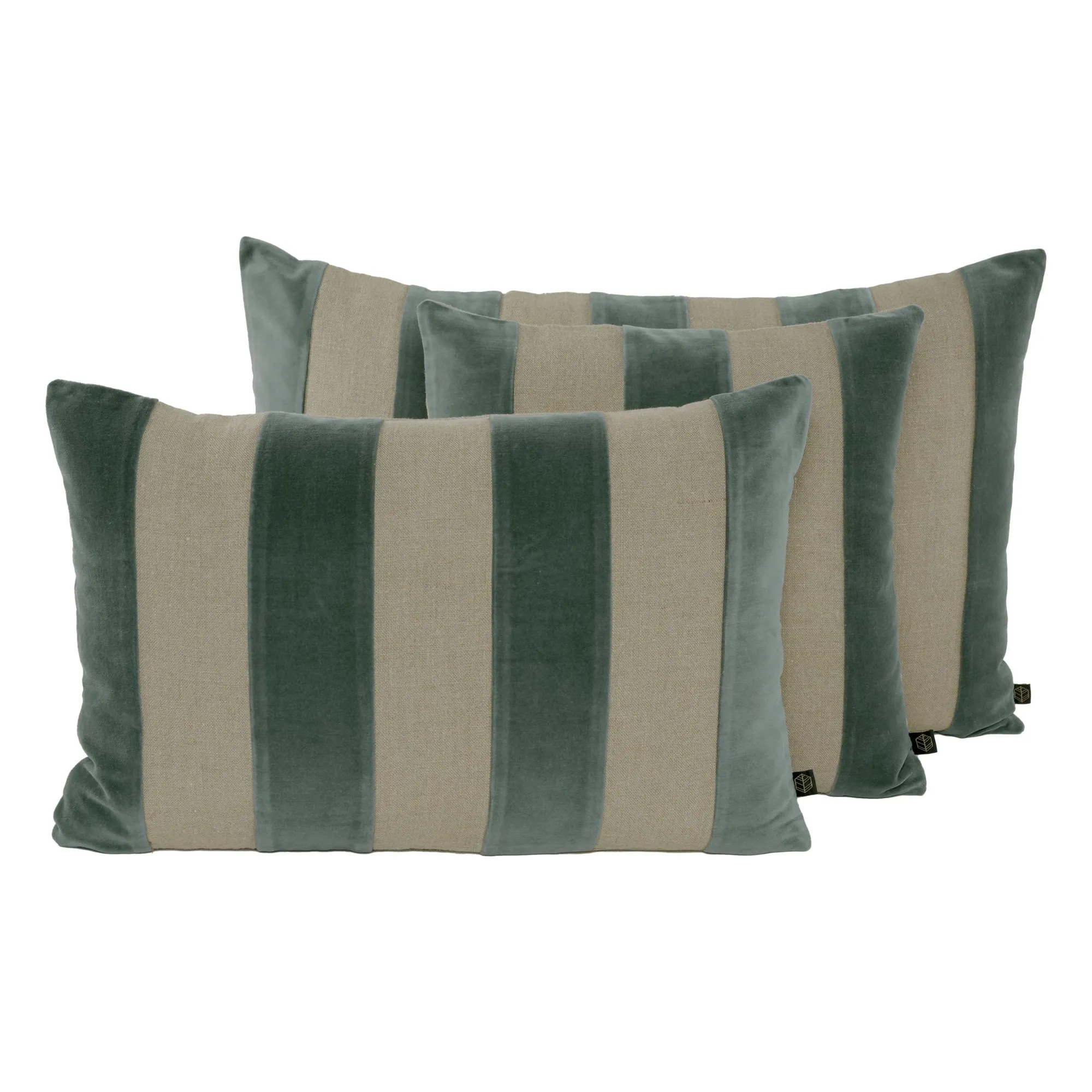 Housse de coussin en lin et velours Brisbane | Bleu- Image produit n°0