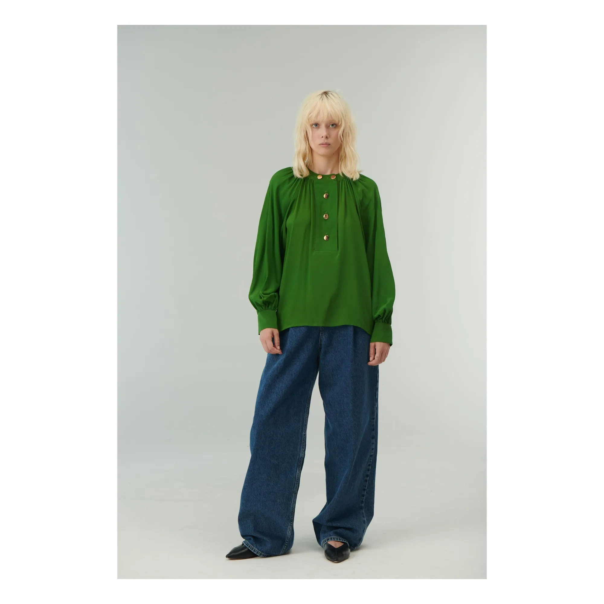 Bellepiece Green Alphonse Silk Blouse