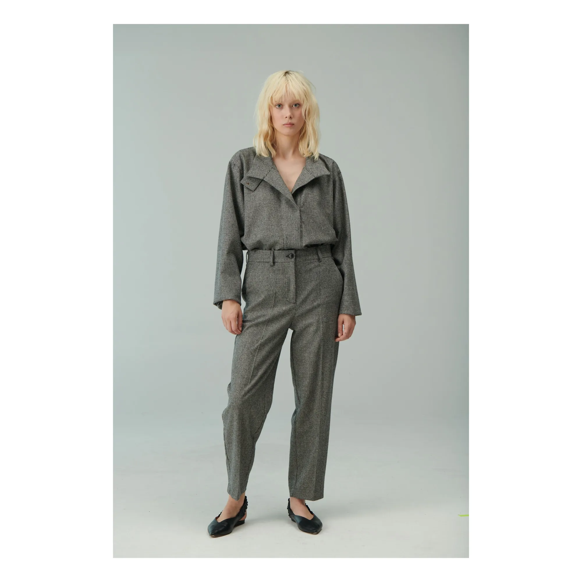 Bellepiece Black Ansel Pied De Poule Wool Pants