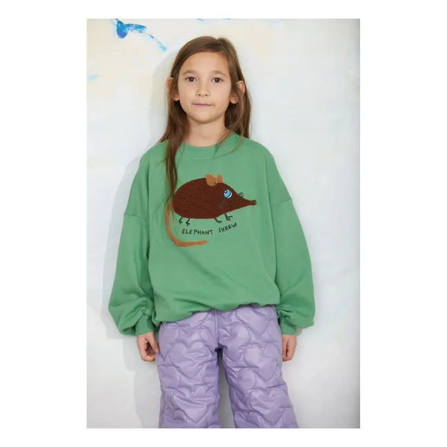 Sweat Brodé Souris Coton Bio | Vert