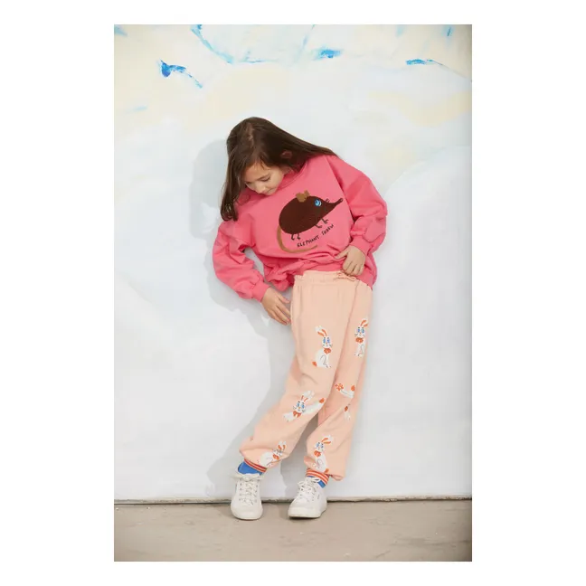 Sweat Brodé Souris Coton Bio | Rose