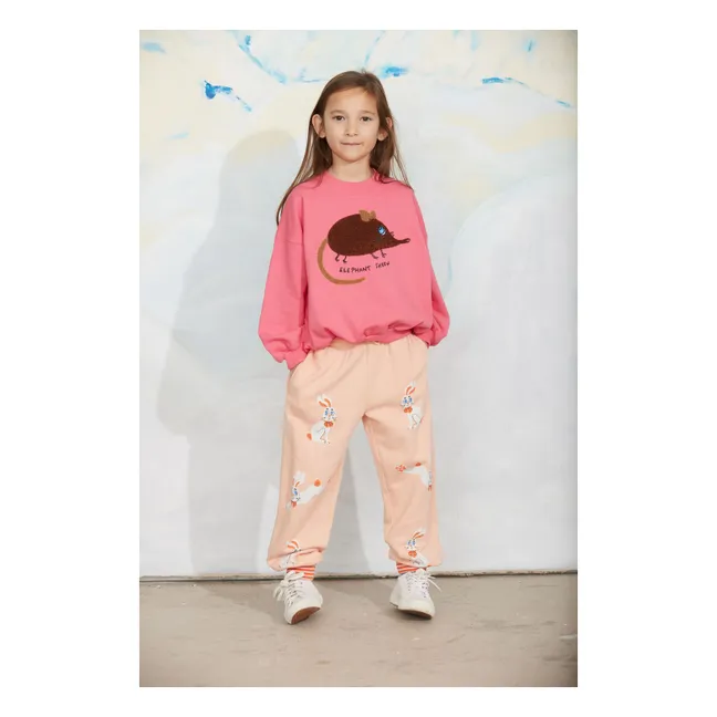 Sweat Brodé Souris Coton Bio | Rose