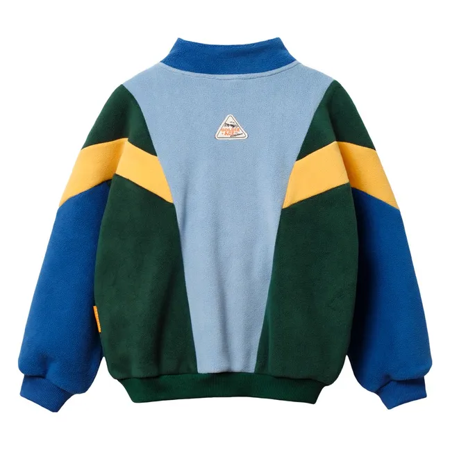 Sweat Zippé Polaire Colorblock | Vert forêt
