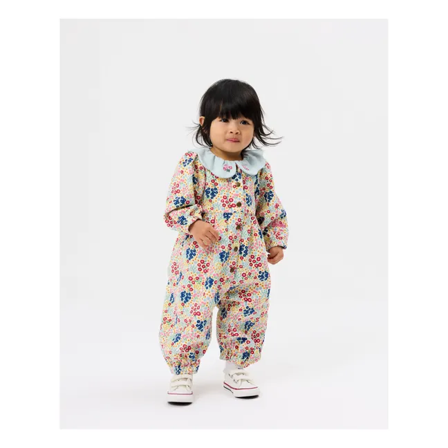 Combinaison Fleurie Denim | Bleu ciel