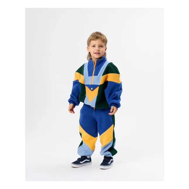 Sweat Zippé Polaire Colorblock | Vert forêt