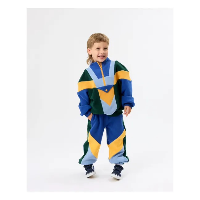 Sweat Zippé Polaire Colorblock | Vert forêt