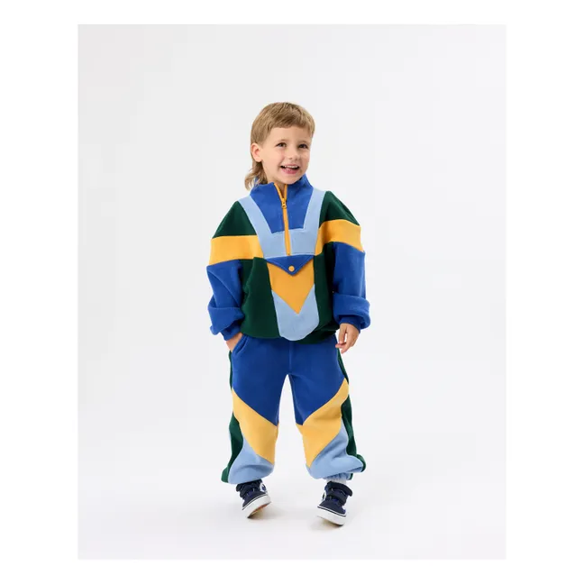 Sweat Zippé Polaire Colorblock | Vert forêt