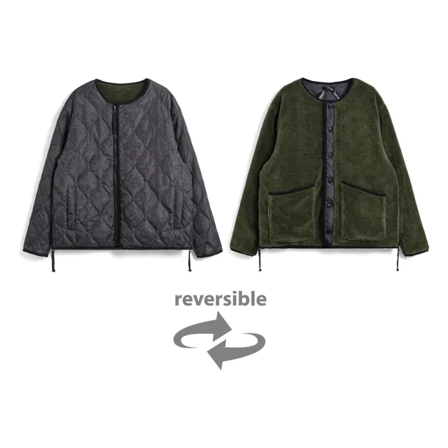 Reversible Jacke mit Knöpfen Military | Grünolive