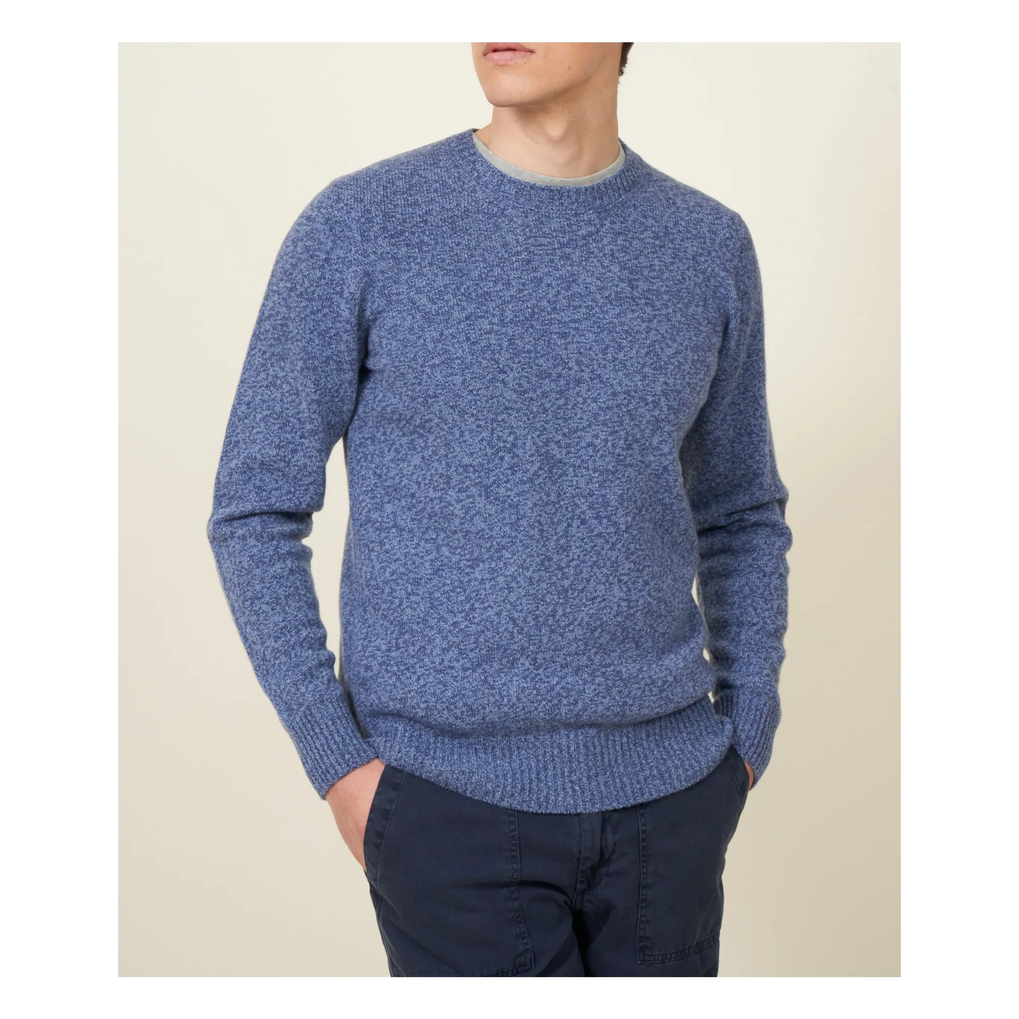 Hartford Men's Navy Blue Seamless Extra Fine Wool Sweater