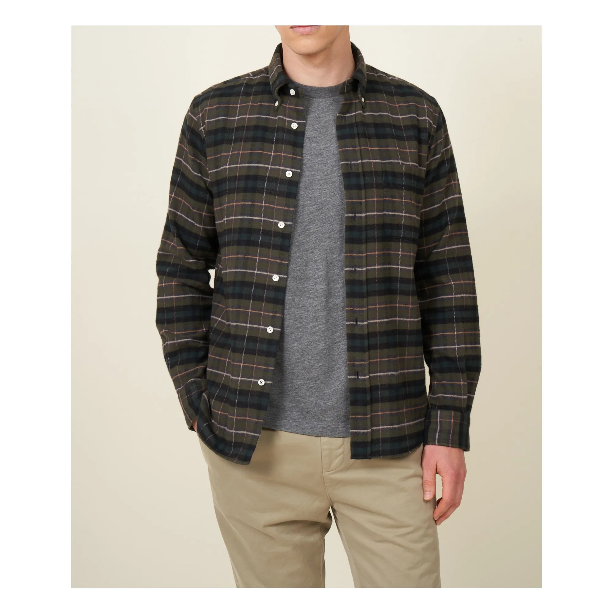 Hartford Men's Khaki Pitt Tartan Shirt