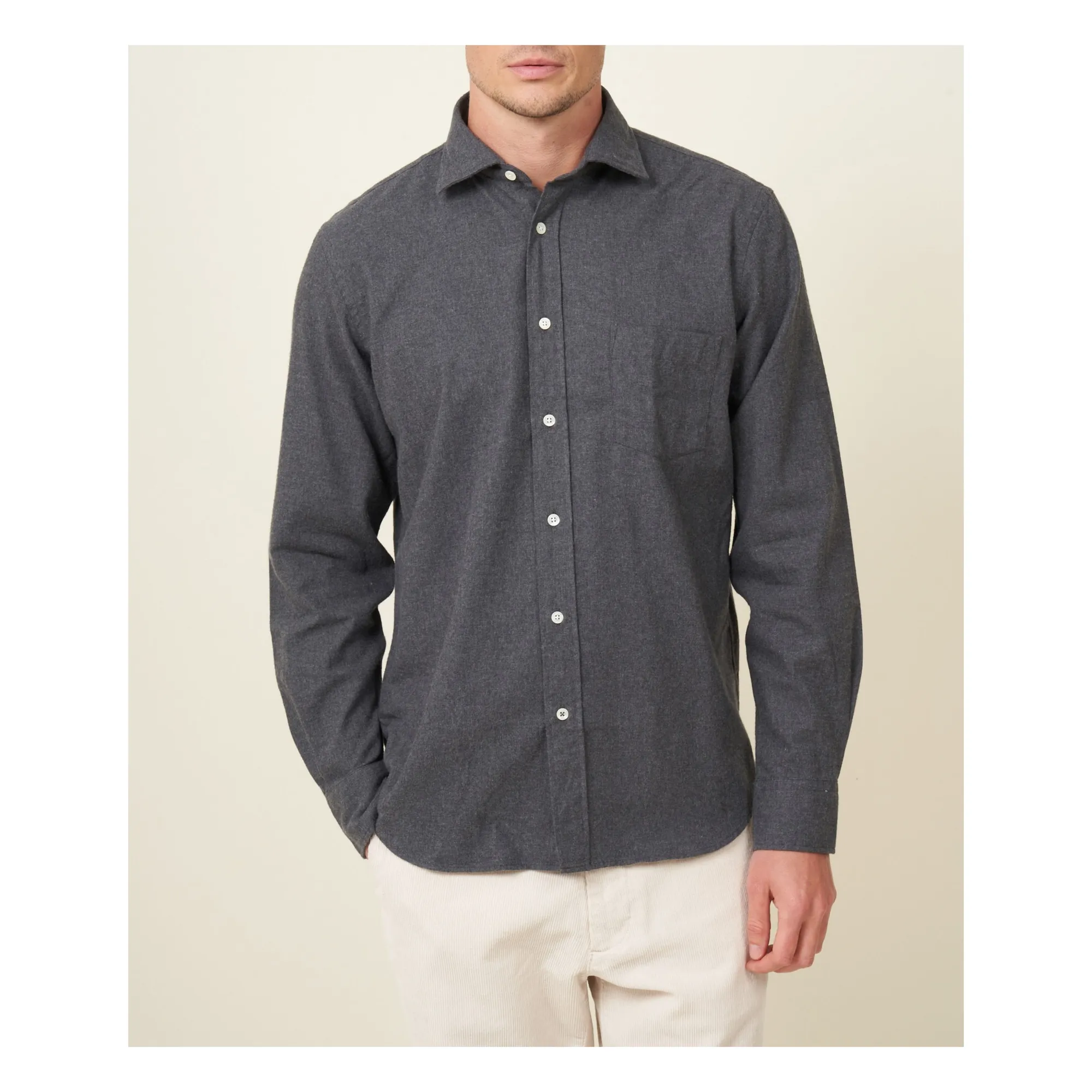 Hartford Men's Charcoal Paul Flannel Shirt