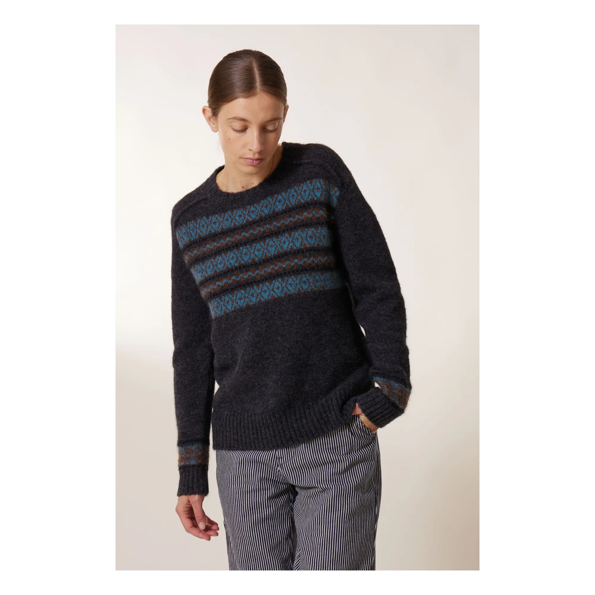 Leon & Harper Dark Grey Meet Alpaca And Merino Wool Sweater