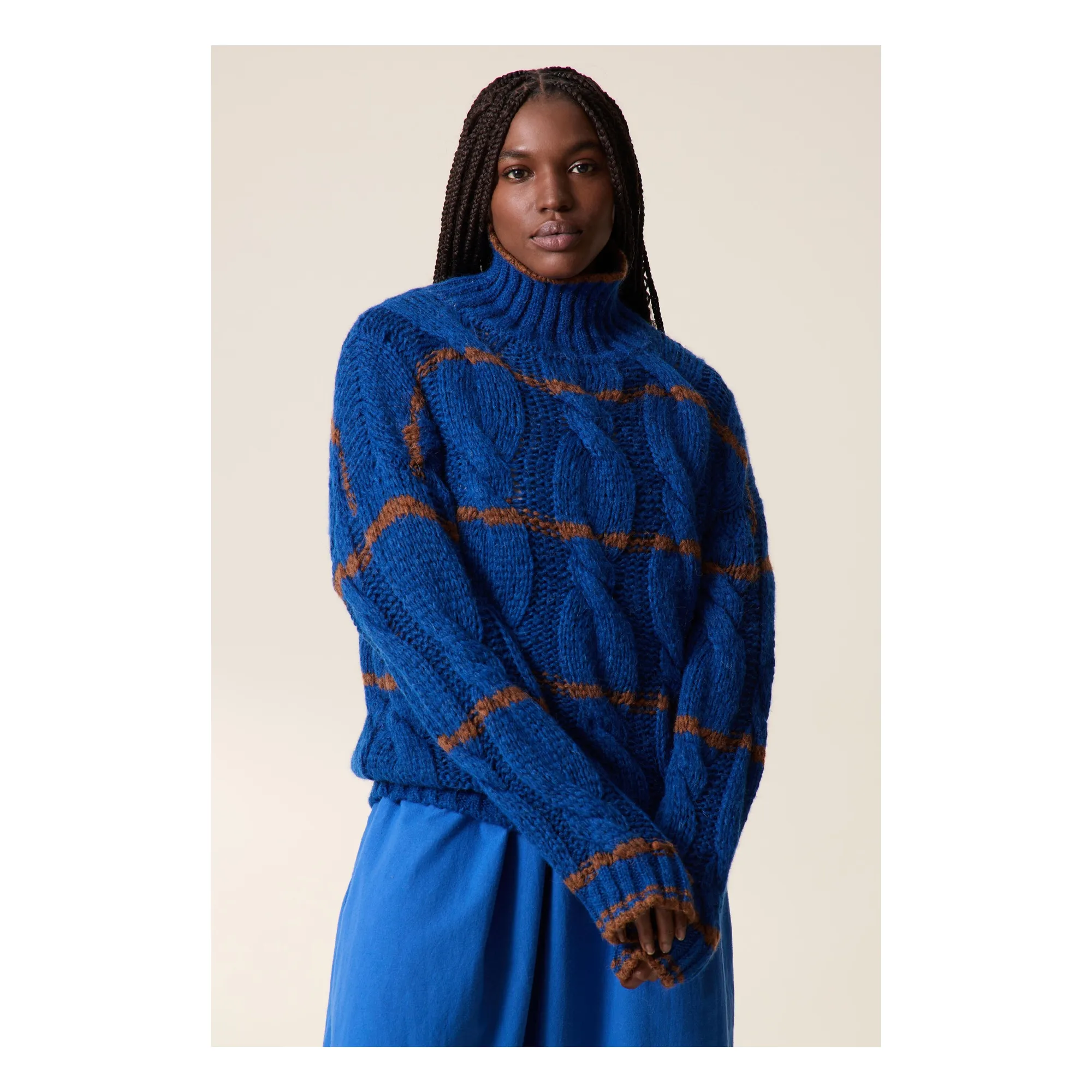 Leon & Harper Blue Melodie Sweater Stripes Alpaca And Merino Wool