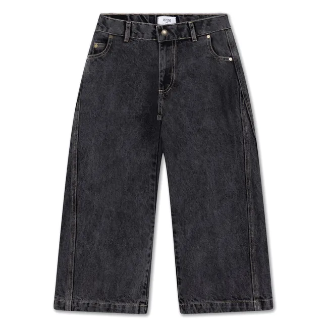 Organic Cotton Wide Bootcut Jeans | Charcoal grey