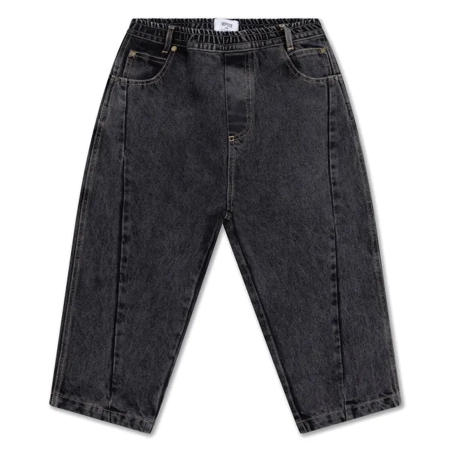 Organic Cotton Wide-Leg Jeans | Charcoal grey