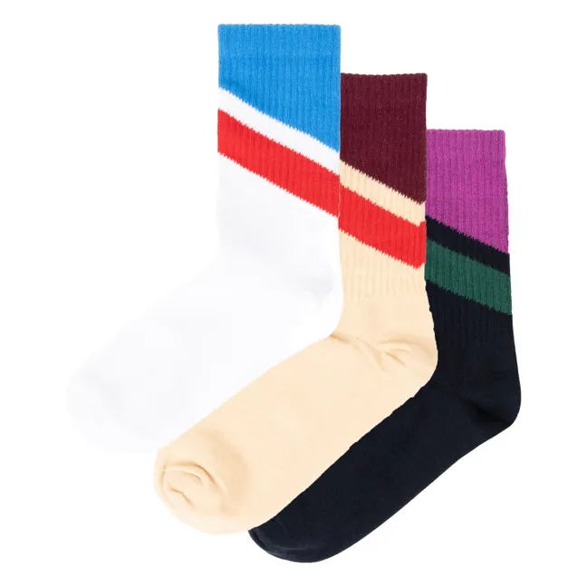 Set of 3 Pairs of Striped Socks | Ecru