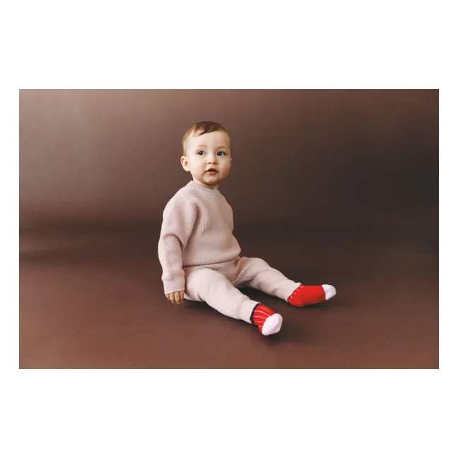 Lot de 2 Paires de Chaussettes Contrastées Laine | Rouge